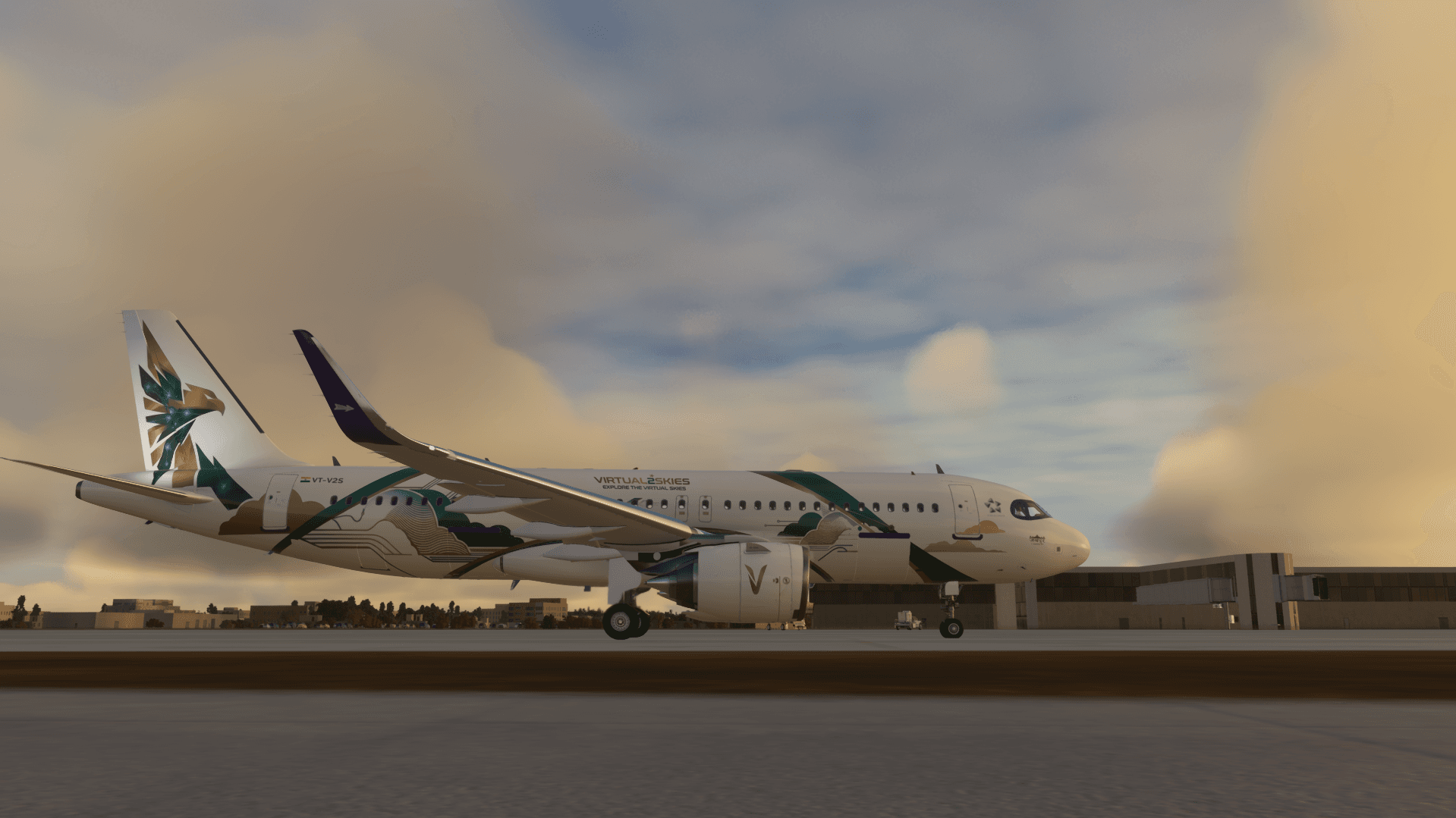 Virtual2Skies A320 livery on the runway